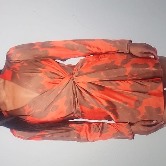 TANYA TAYLOR OLIVIA  DRESS IN PERSIMMON MULTI SIZE 4 - Picture 1 of 5